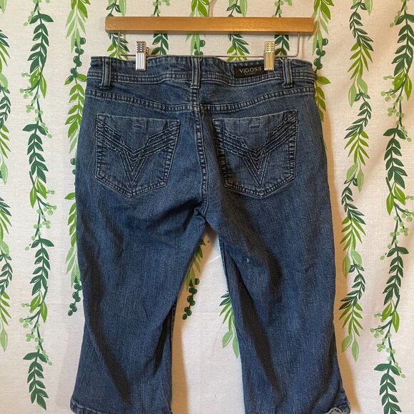 Size 7/8 Vigoss Jean Capris Decorated Back Pockets B1 - Picture 2 of 7